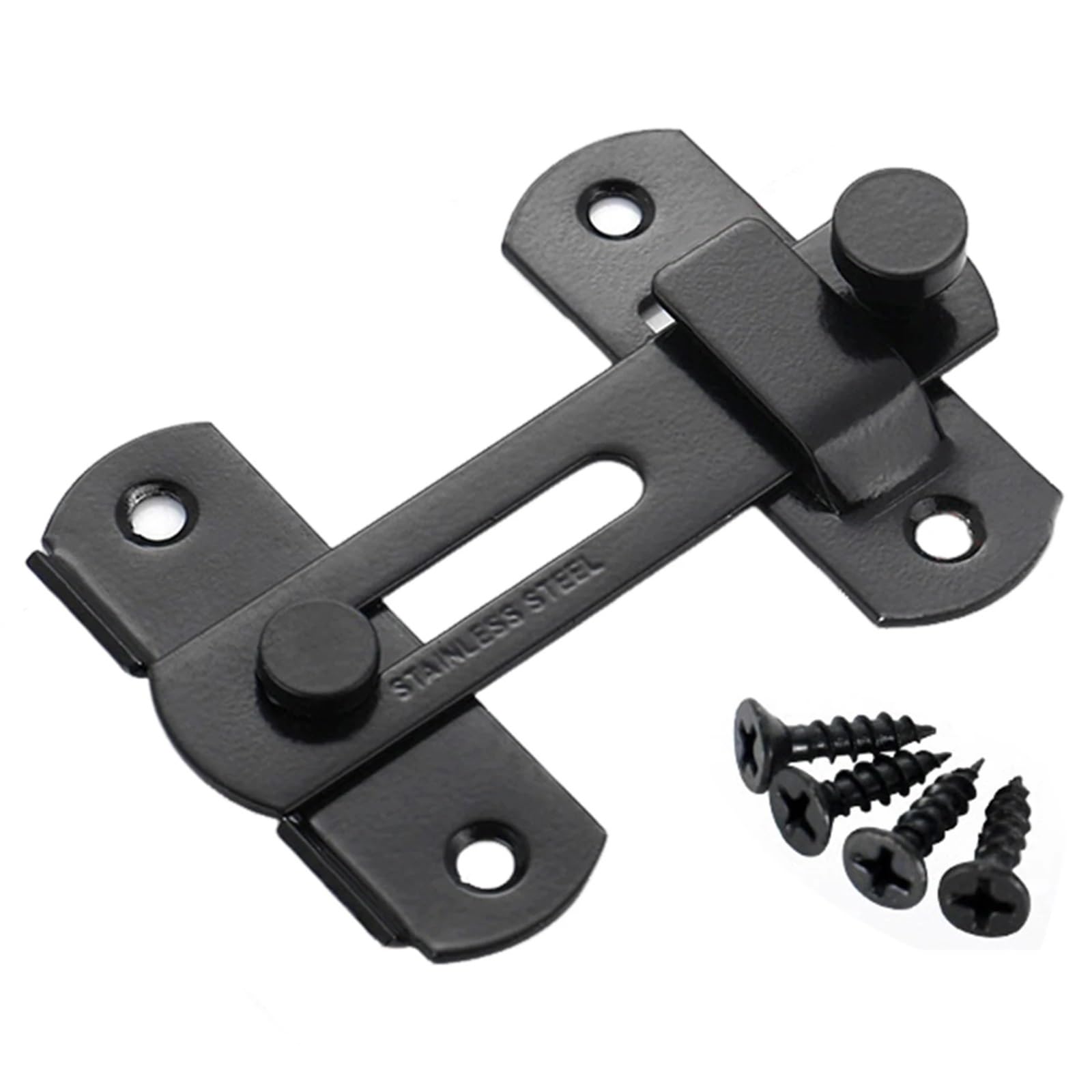 Hgbflty Black L Garden Gate Lock Barn Door Lock 180 Degree Sliding Gate-Latch Heavy Duty Stainless Steel For Cabinet Cupboard(Black L)