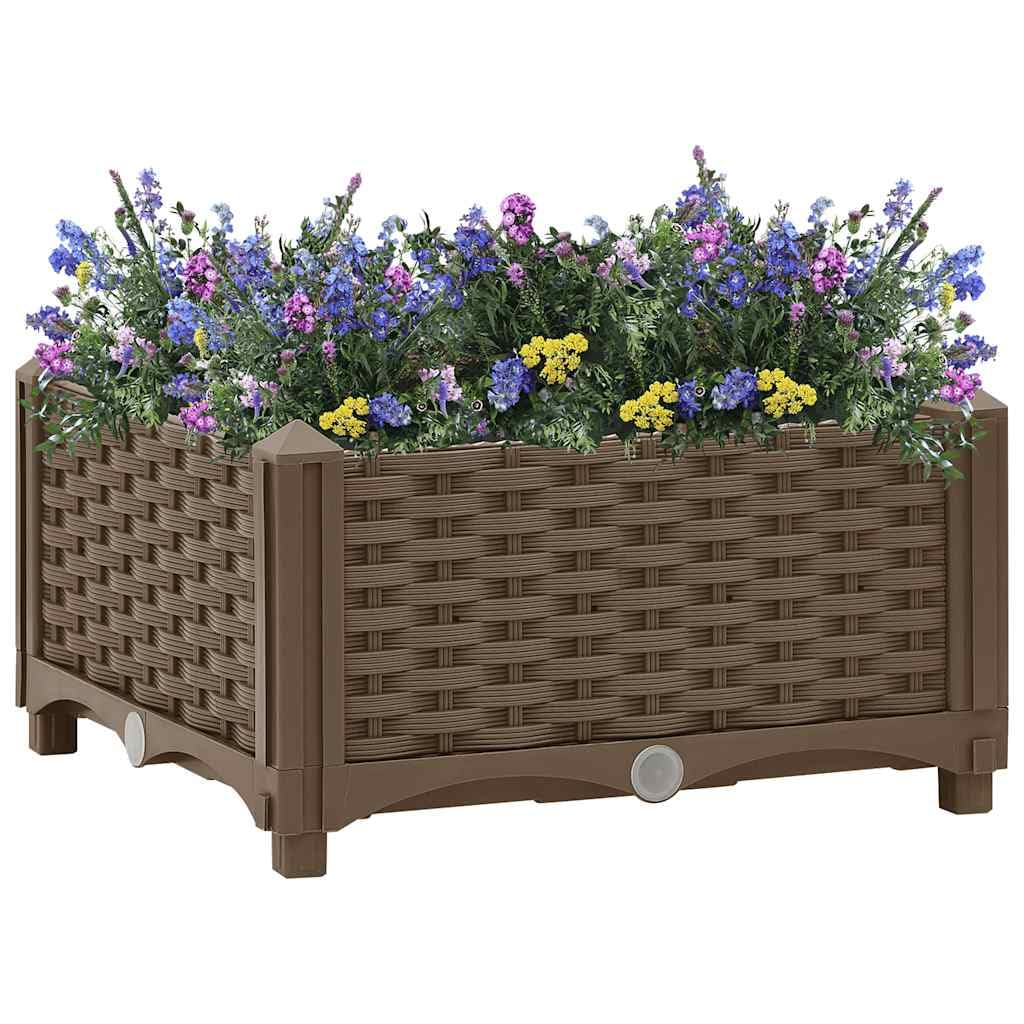Macetero con enrejado de madera maciza de abeto marrón para plantas trepadoras, maceta ancha y profunda con enrejado para rosas, hiedra, vides, diseño natural