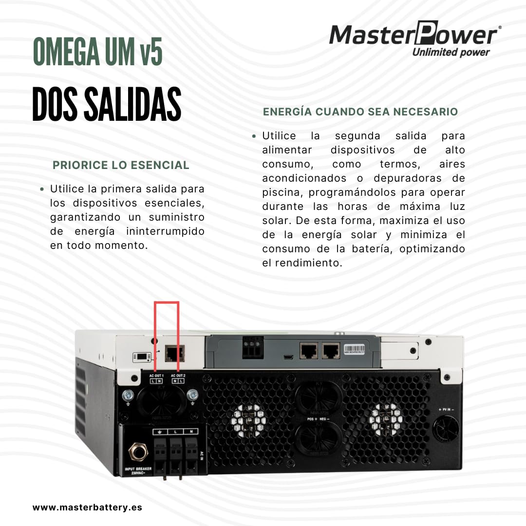 Master Power UM-V5 4000 W 24 V MPPT 120A do 5000 W, falownik hybrydowy, z podwójnym wyjściem do inteligentnego zarządzania ładowaniem + WiFi