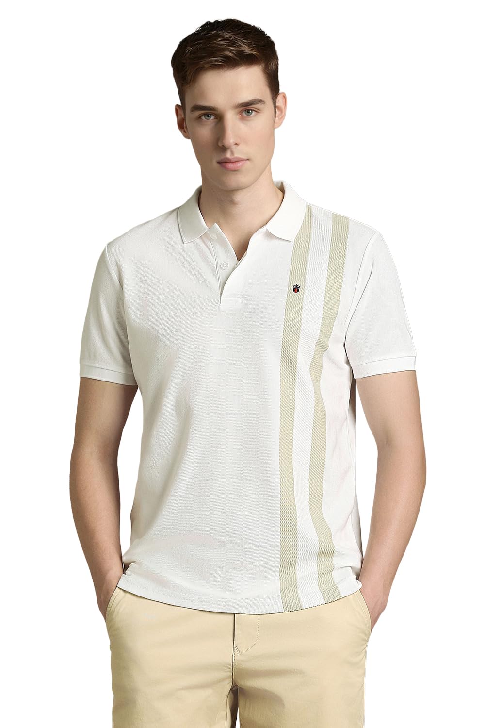 louis philippe Men's Slim Fit Engineered Stripe and Yarn Dyed Pique Polo Tshirt-picture-44