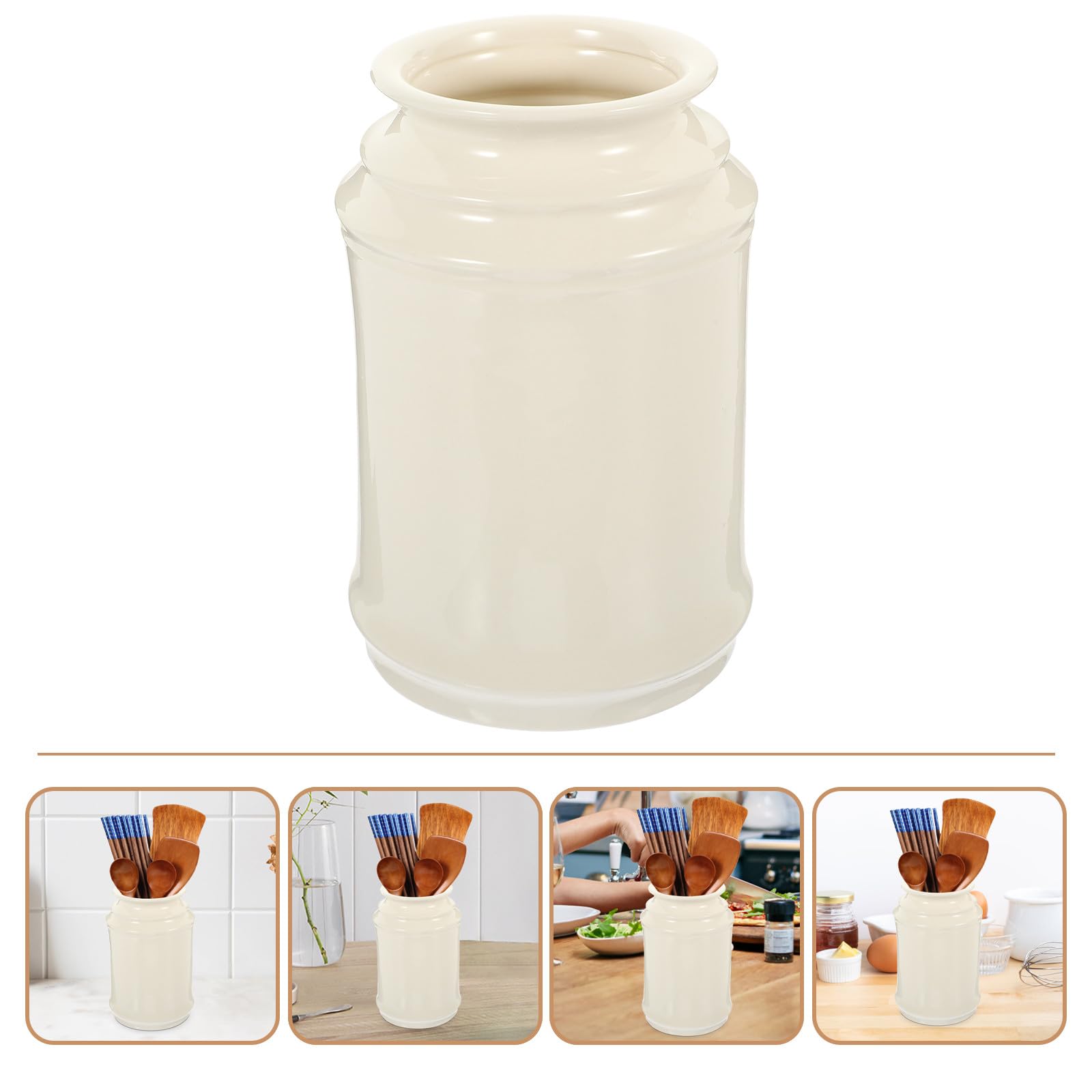 ULTECHNOVO Porte-Ustensiles en Céramique Blanche Égouttoir à Baguettes Pratique Rangement la Cuisine pour Cuillères et Baguettes Accessoire Multifonction pour Plan de Travail
