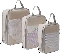 Kit Organizador De Mala Para Viagem Bordo Bagagem Roupas Necessaire Armazenamento Leve Prático Compressão 3 Peças Com Alça De Mão Pendurar - ZAFIN