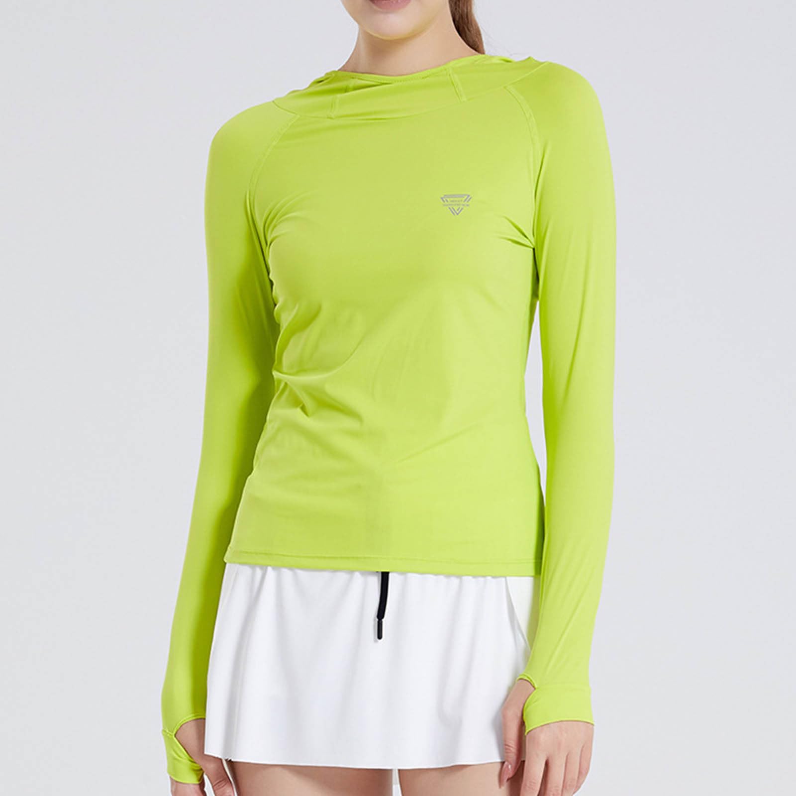 UPF 50+ Long Sleeve Hoodie Quick Dry Lightweight Casual UV Shirts Cooling Workout Running Outdoor Tops(Yellow,Large)