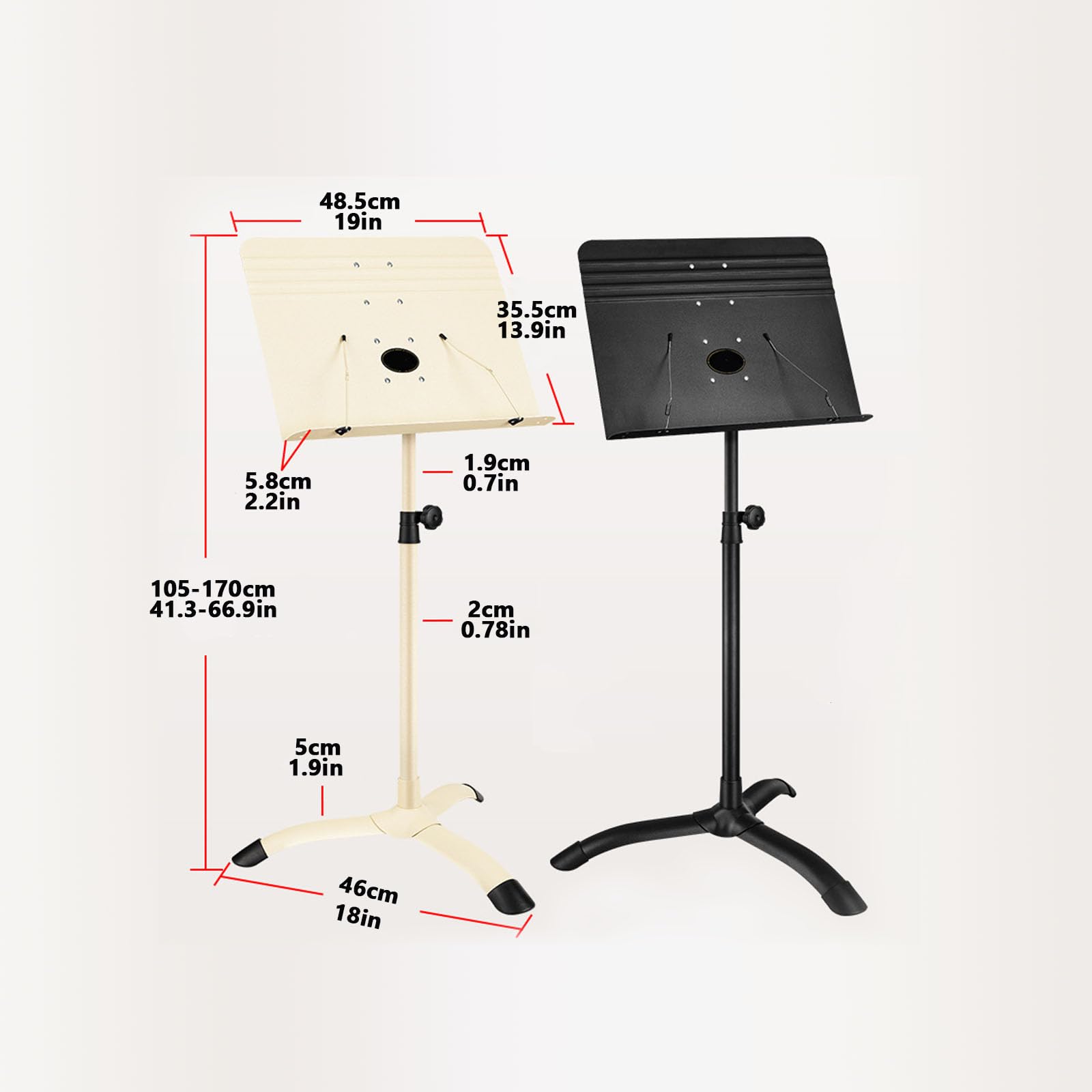 Buhelyc Atril de Partituras Plegable para Orquesta Altura Ajustable con retenedores de página para partituras orquestales (Color:Negro)