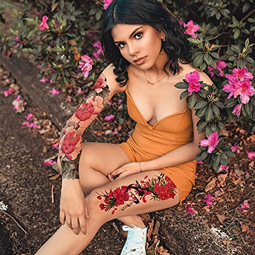 Image of Aresvns Flowers Temporary Tattoo Sleeves Full Arm Fake Tattoos for Women