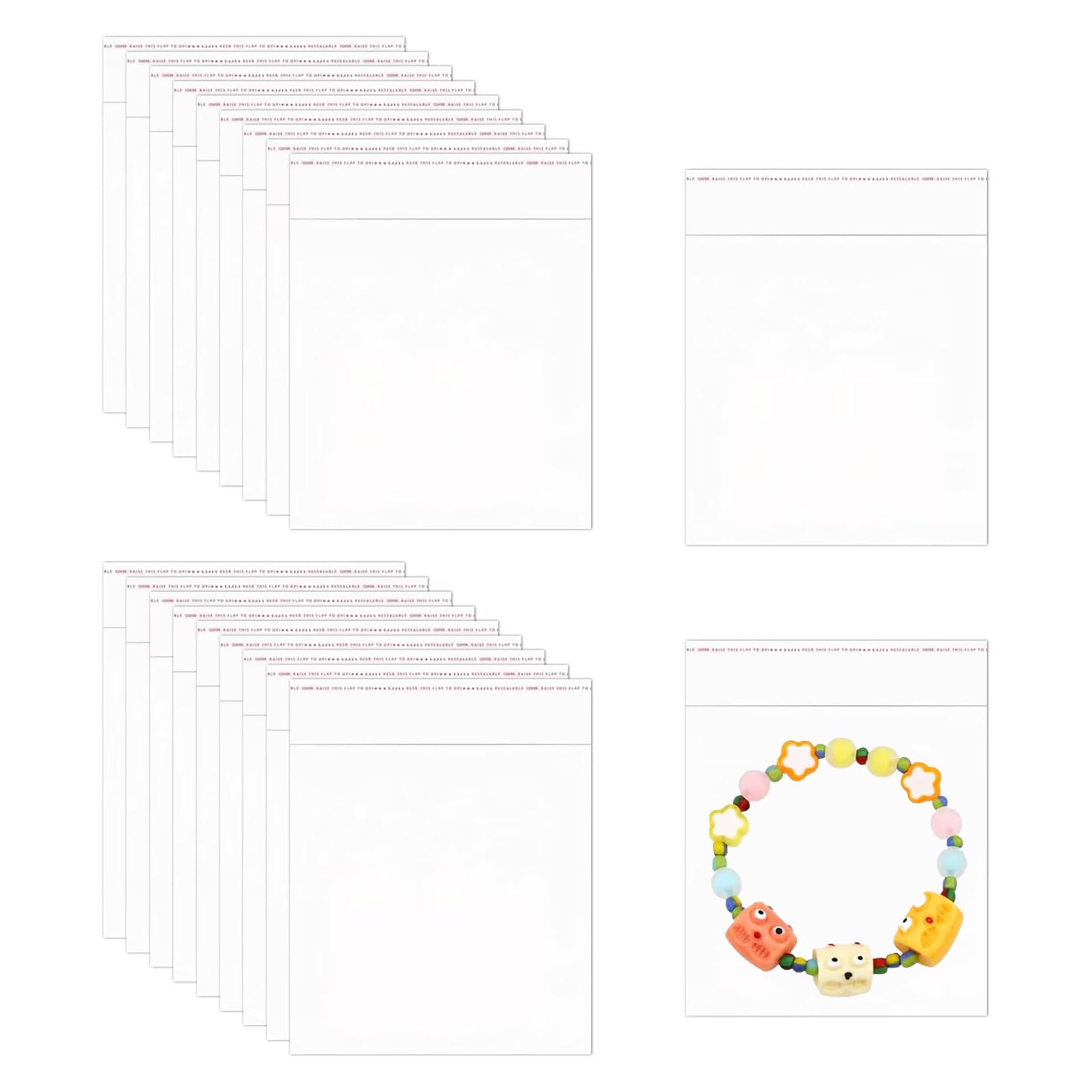300 Pcs Cellophane Bags, 3 × 3 Inch Clear Cookie Bags, 70µm Tiny Transparent Self Seal OPP Poly Bags for Seeds Jewelry Earrings Coins Candies Bakery Cookies