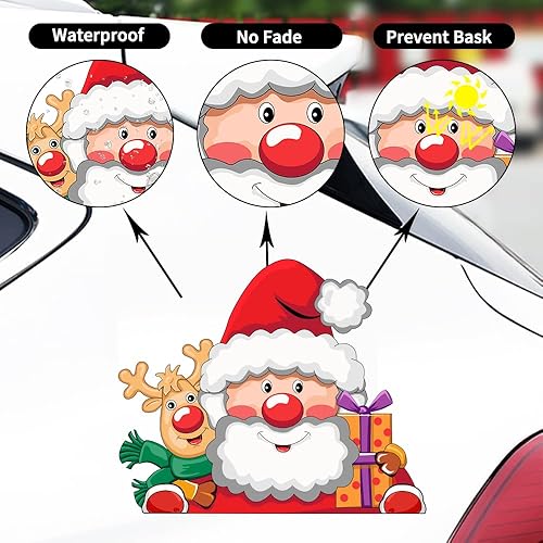 Miniatura 3 de Adhesivo navideño de Papá Noel que se asoma, lindo muñeco de nieve, calcomanías para ventana de automóvil, calcomanías para parachoques de ventana