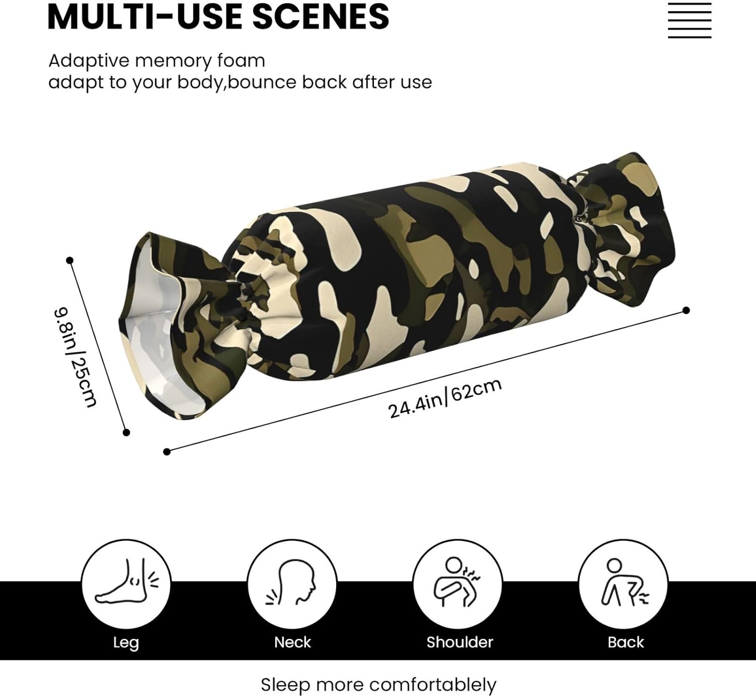 Camouflage Pattern Print Candy Cylindrical Comfortable Pillow Throw Pillows Home Decor Easy Maintenance