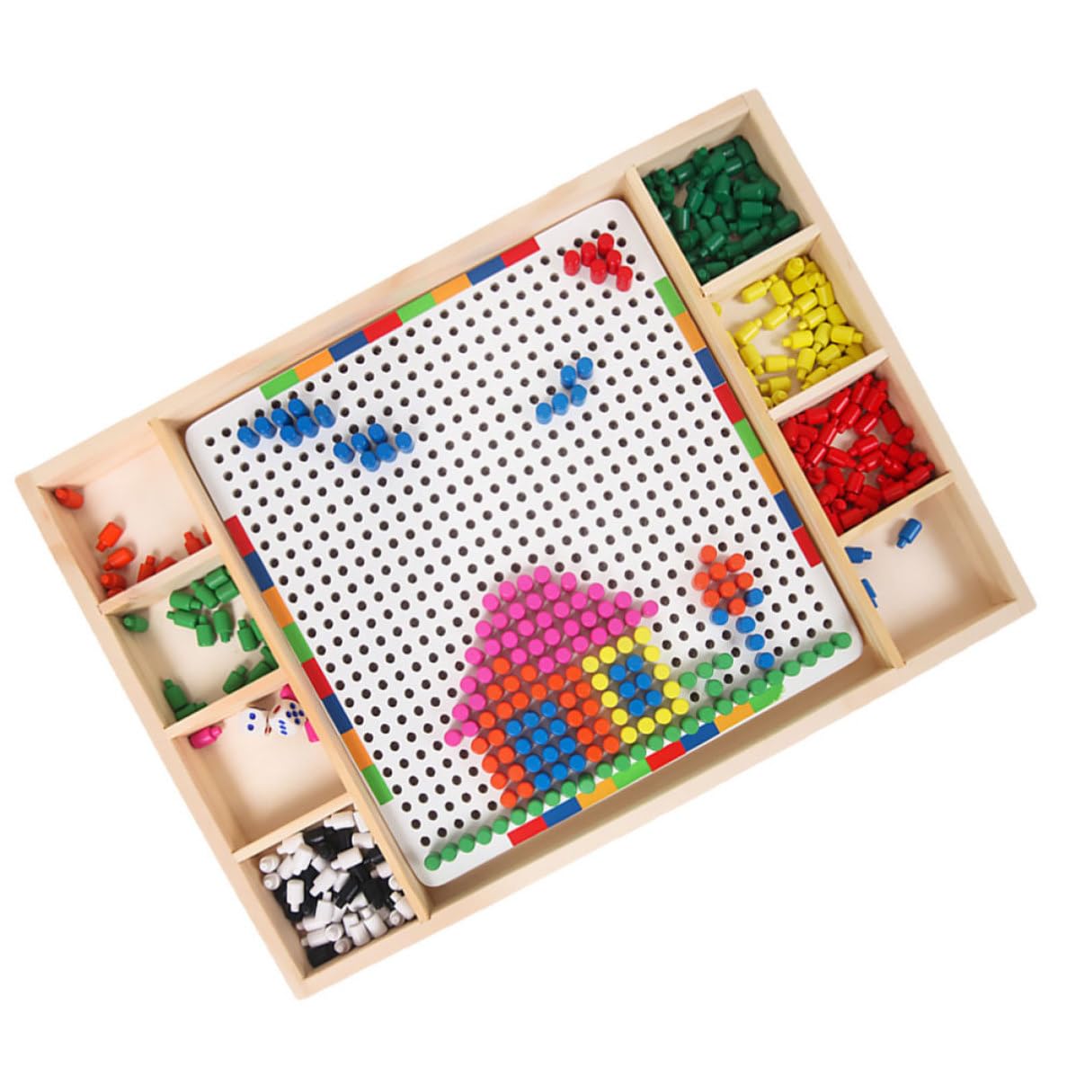 Giocattolo Chiodini Fungo Bianco in Legno, Puzzle Creativi