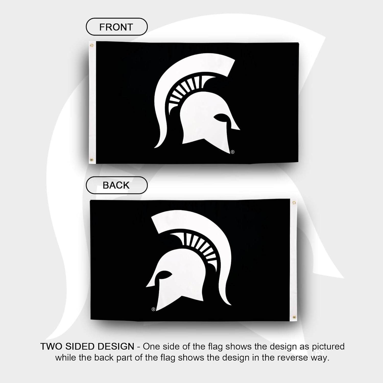 Desert Cactus Michigan State University MSU Flag - 3 x 5 Feet Spartans Banner, Indoor/Outdoor Durable Fabric, 100% Polyester Design (Design Y) - Image 2