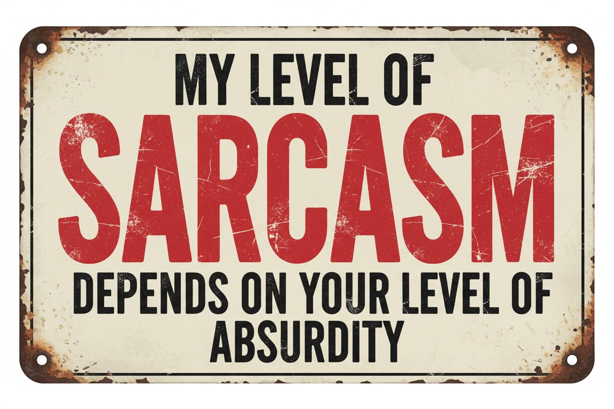 Funny Sarcastic Metal Tin Sign Bundle, Two 12x8 Inch Signs, Wall Decor Gift Set -man Cave Bar My Level Of Sarcasm, I Would Agree Both Be Wrong Sign Combo Vintage Aluminum Plates Printed