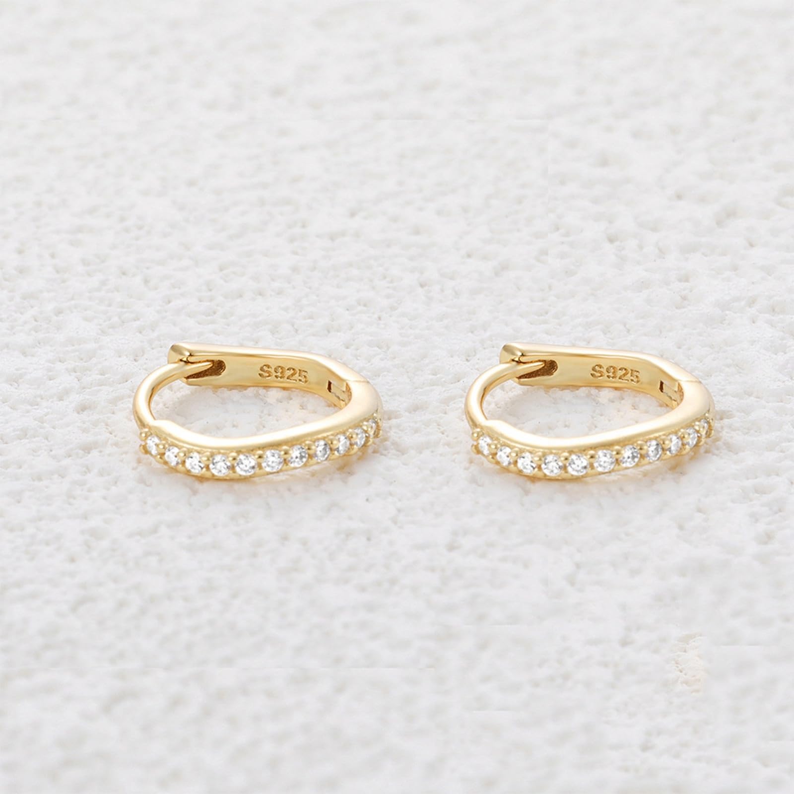 Orecchini Argento 925 Sterling Zircone Mosaico Di Forma C Oro Orecchini Cerchio Donna