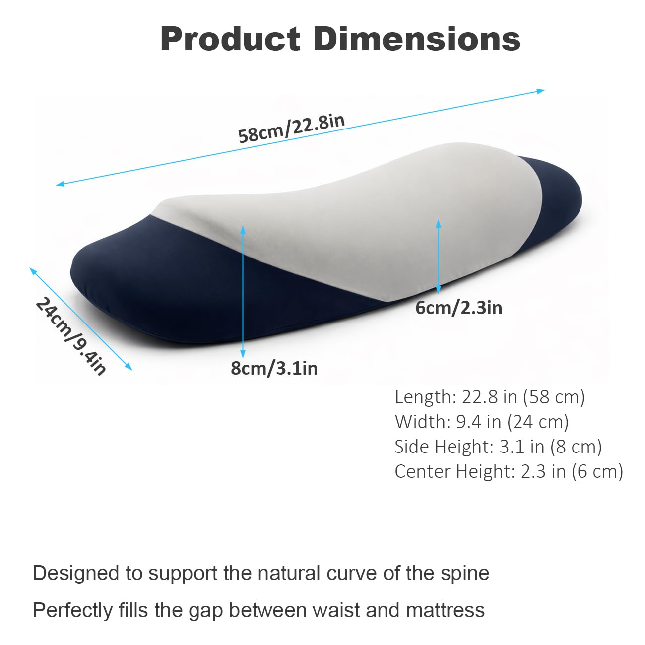 Lumbar Support Pillow for Bed, Memory Foam Lower Back Support Pillow for Sleeping, Ergonomic Lumbar Cushion for Side & Back Sleepers, Relieves Lower Back Pain & Improves Sleep Posture - 5