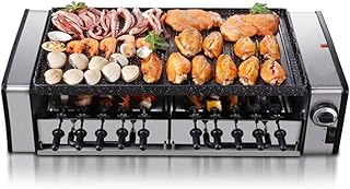 review HOSUAI Indoor Grill Electric Grill Indoor Grill Adjustable Temperature 1500W 360 ° Automatic Rotation Design with Collection Channel