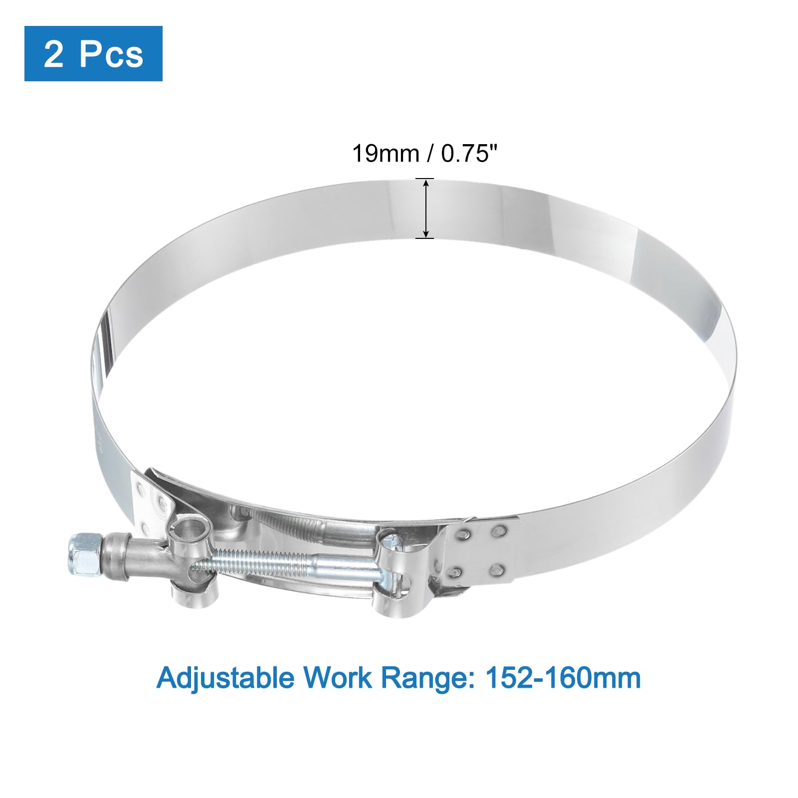 Kit di assortimento del morsetto fai da te, Fascetta stringitubo con bullone a T 2 pezzi Campo di lavoro 35-40mm Morsetti intercooler di aspirazione con bullone in acciaio inossidabile 201 for tubo di