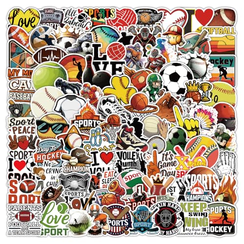 Sports Stickers 150PCS Gift for Water Bottles - Basketball Baseball Football Volleyball Soccer - Stickers for Teens/Kids