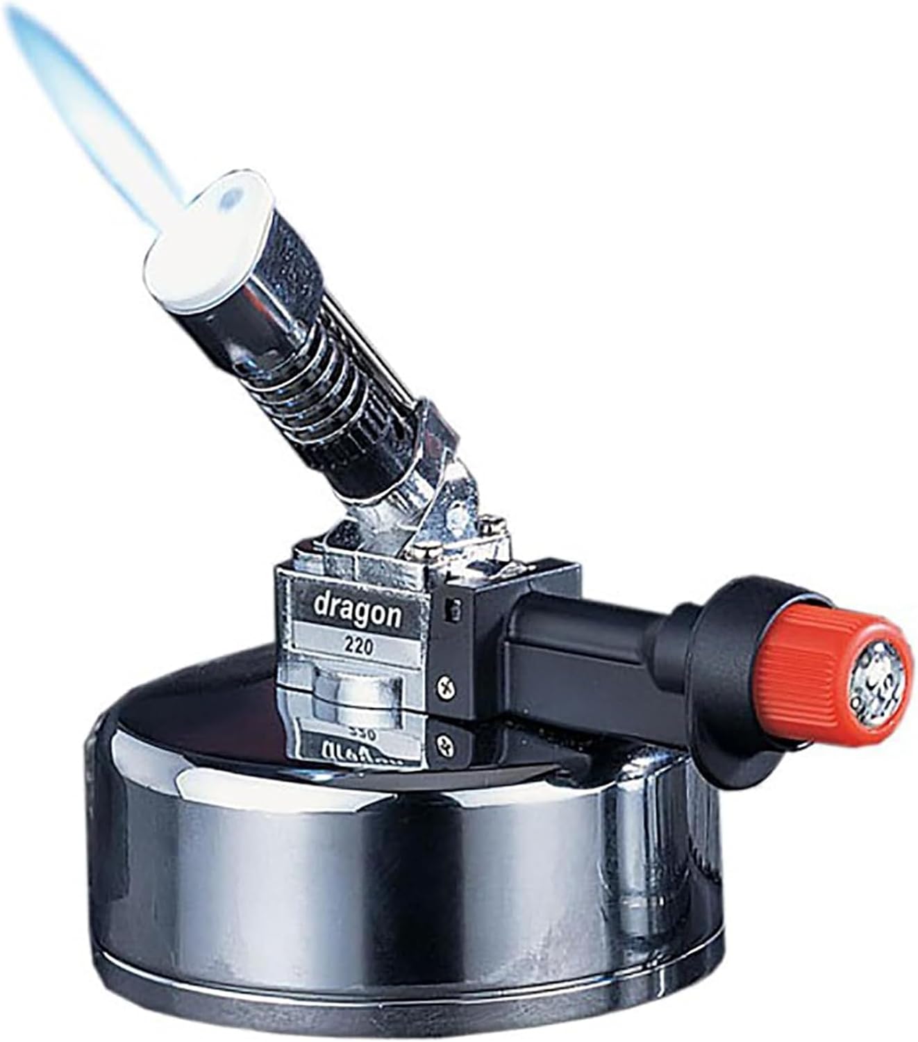 Laboratory Bunsen Burner, Inflatable Electronic Ignition Bunsen Burner, Flame Temperature Up to 1300°C and Fuel Capacity: 35g, Tilt at Approximately 45 Degrees for Laboratories, Medicine, Hardware