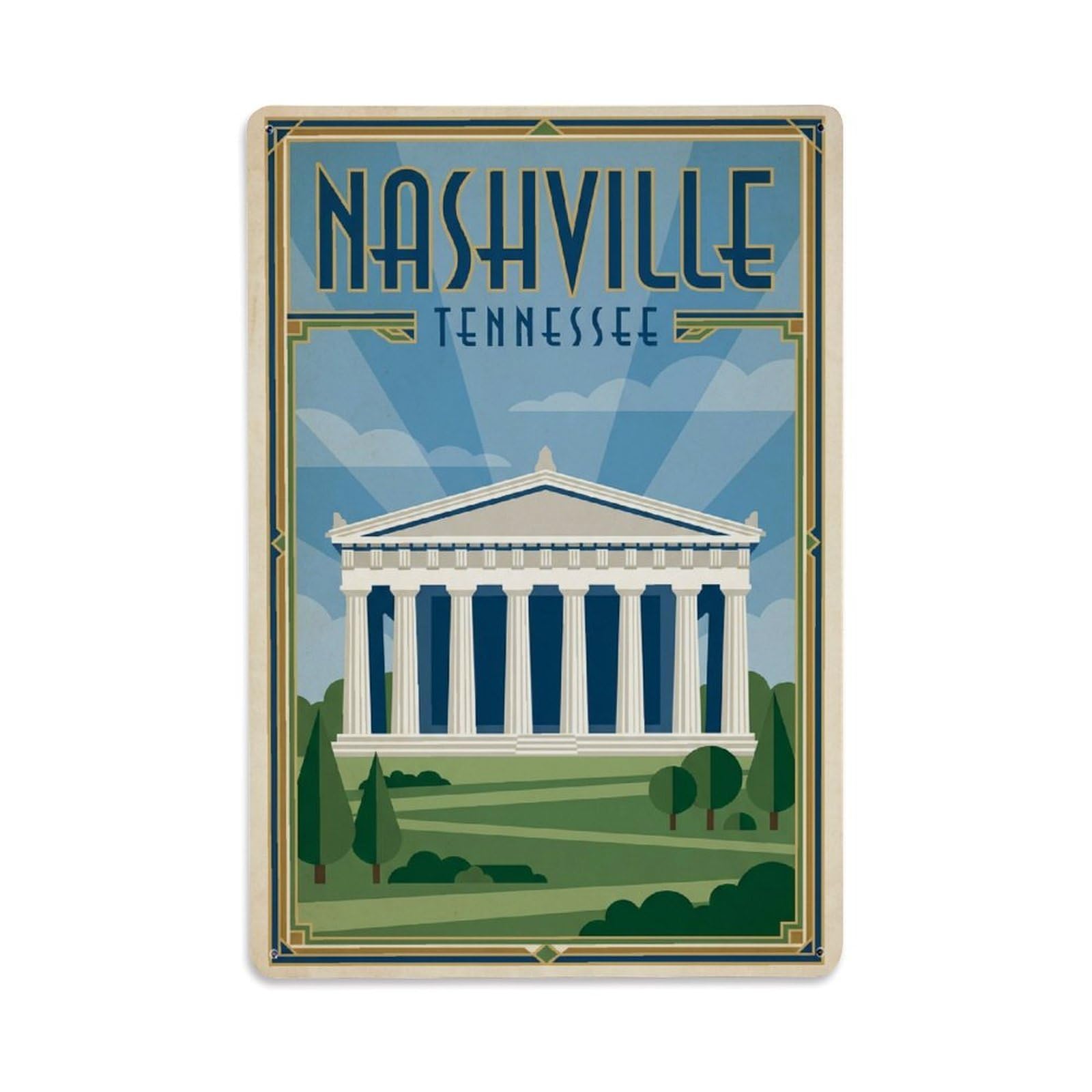 Xanthor Style Vintage Travel Usa Nashville Metal Tin Sign