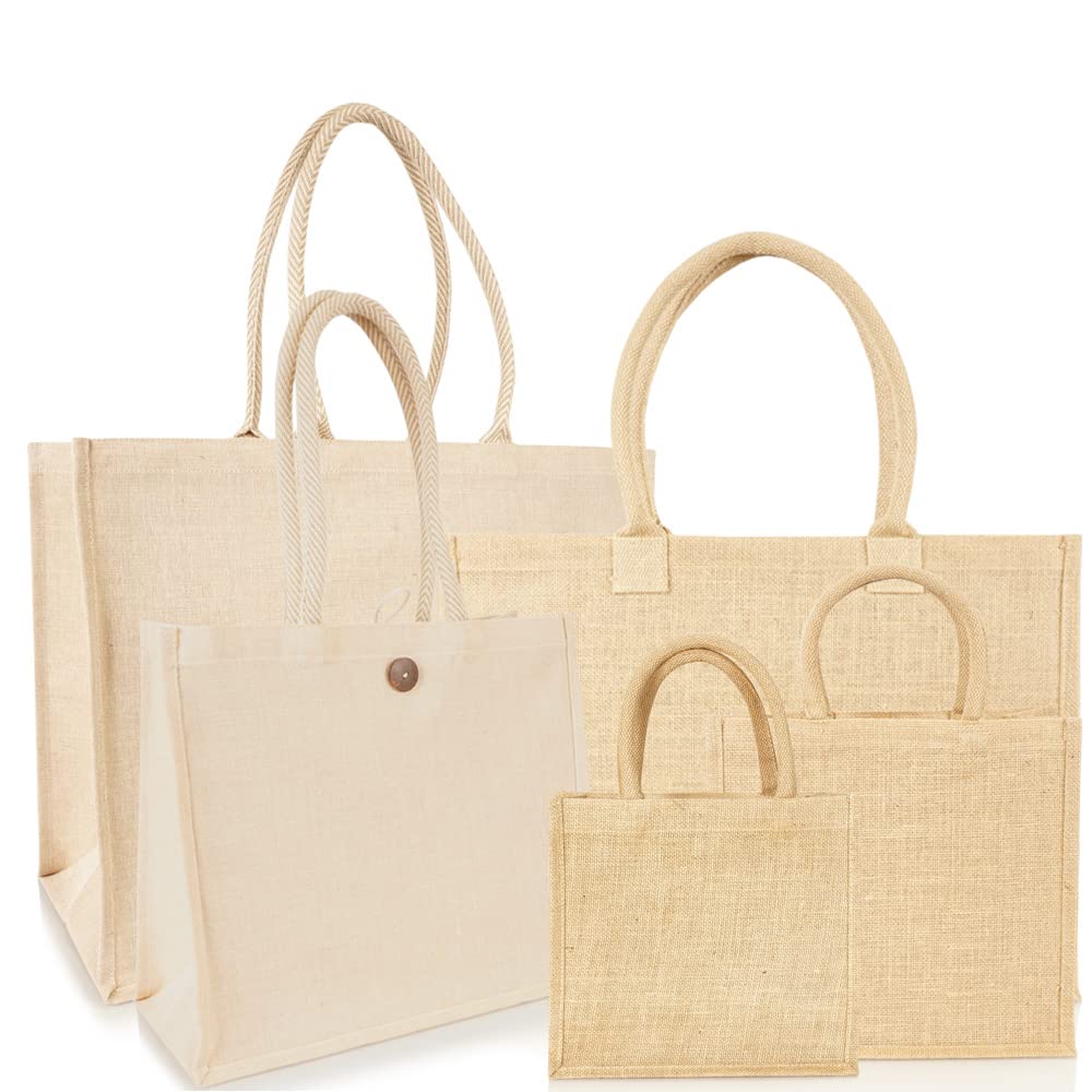 Jute statt Plastik Original | Jutetasche medium Jutebeutel Einkaufstasche Handtasche | Fair & Nachhaltig | Shopping | JB1415M | 10er-Set
