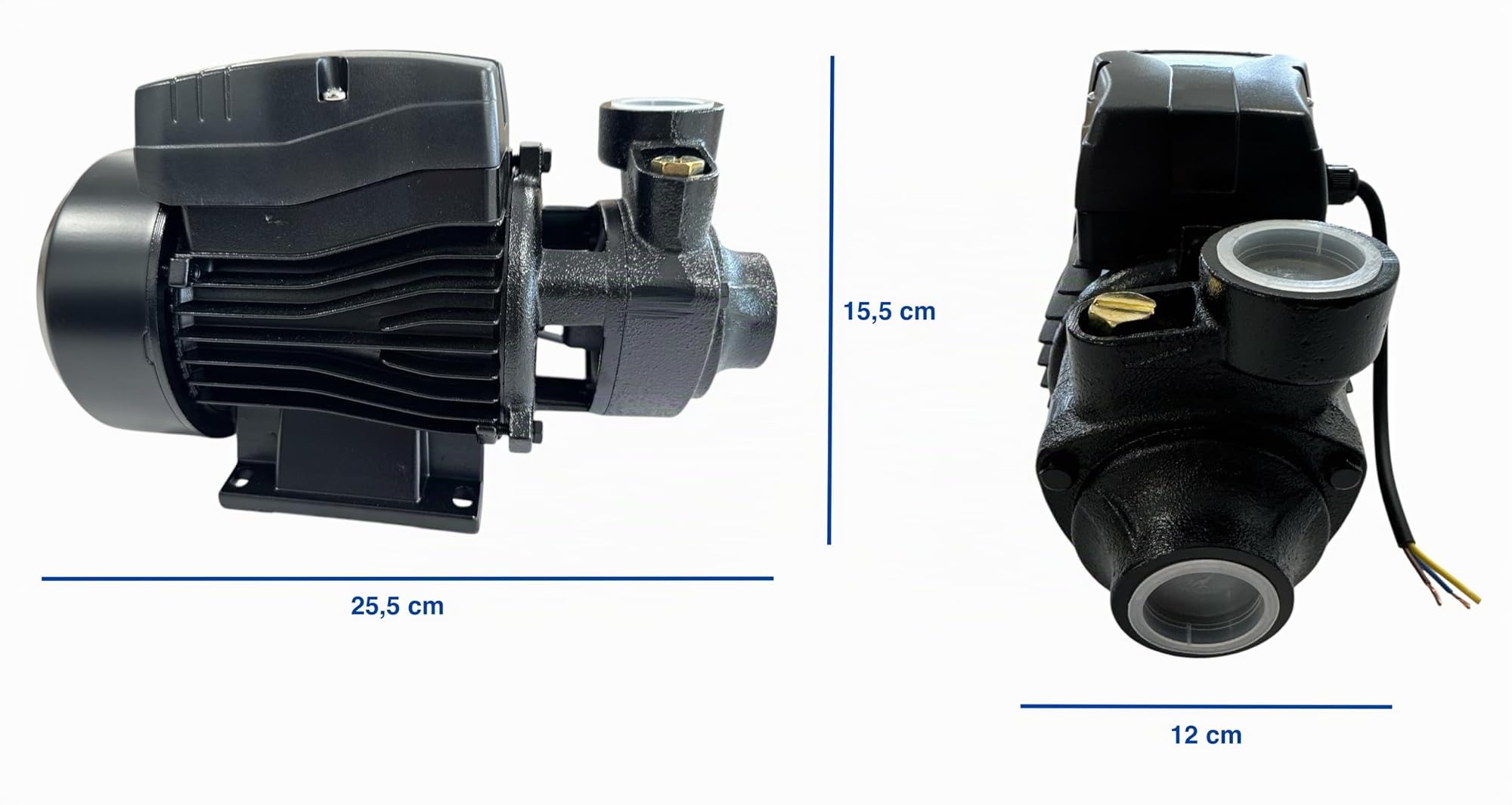 eacommerce - Elettropompa Periferica Silenziosa | 0,37 Kw | Portata 35 Lt/min | Girante in Ottone | Uso Domestico e Irrigazione | Corpo in Ghisa | Motore in Alluminio