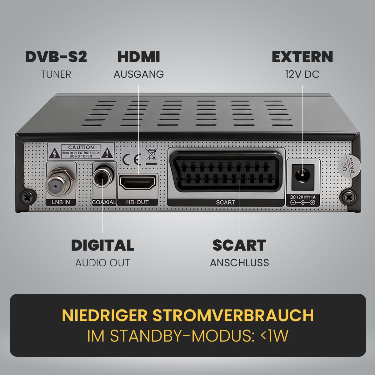AXRED Atlas X1 + cable HDMI, receptor de satélite HD con función de grabación, Full HDTV, receptor de satélite digital para antena parabólica, TV satélite, receptores HD