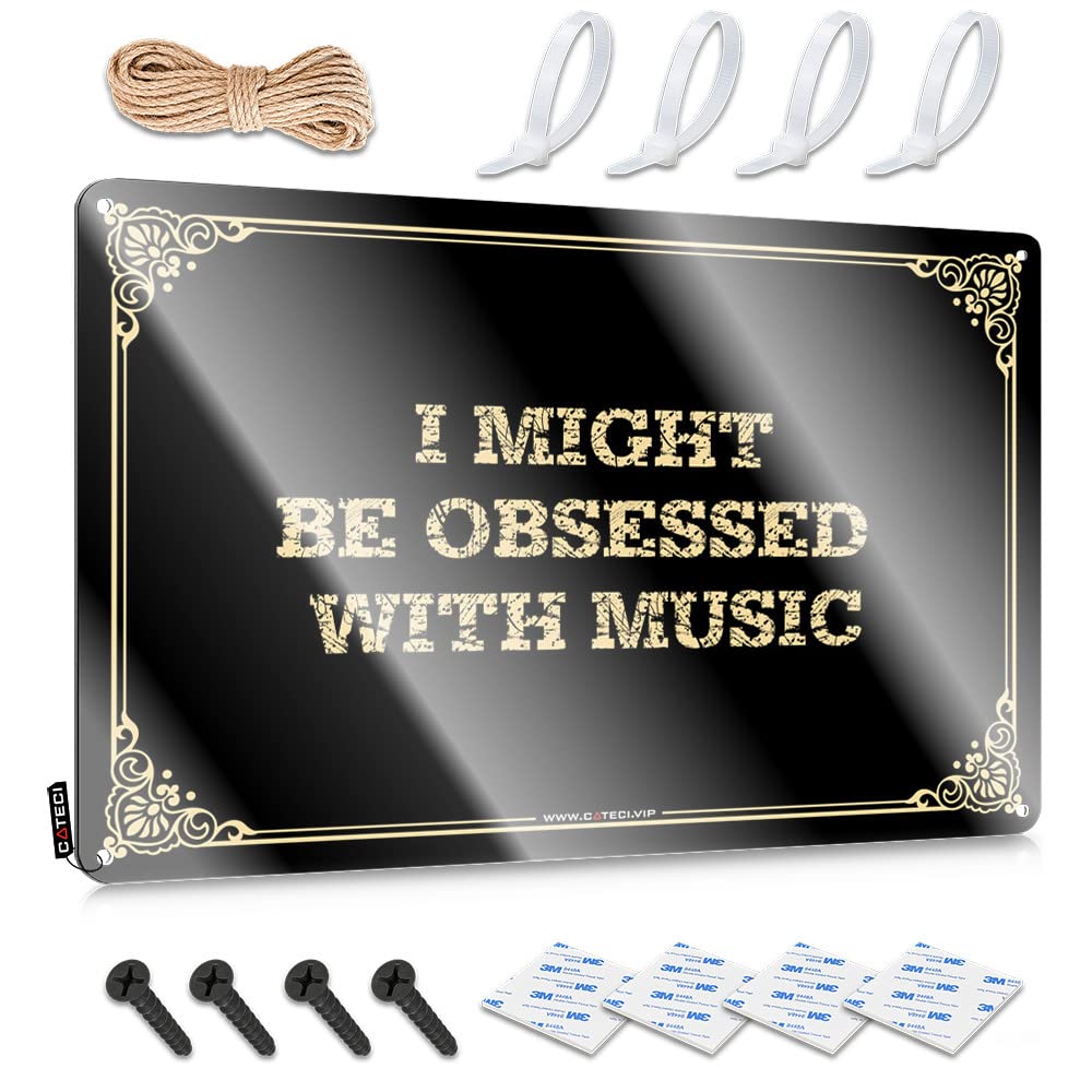Qgdc Colour Tin Sign With Western Accent Decor Folded Edge - Bar Open Metal Wall-Mounted Rustic For Kitchen | Coffee & I Might Be Obsessed Music(30X40cm)