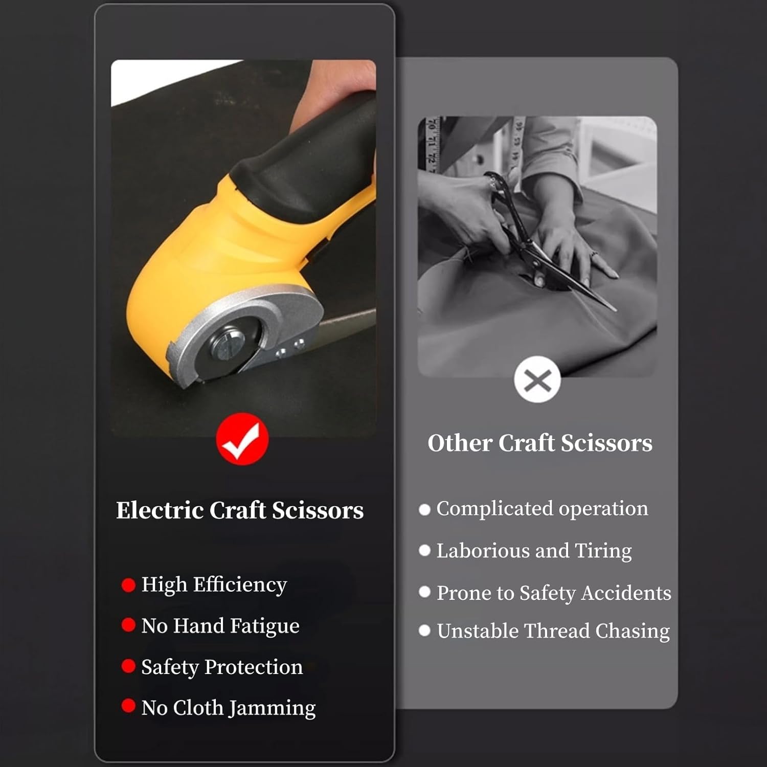Electric Cutter, Smooth Cutting Handheld Automatic Sharpening Cordless Electric Scissors for Cloth