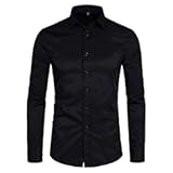 Men&apos;s Long Sleeve Button Up Shirts Solid Slim Fit Casual Business Formal Dress Shirt