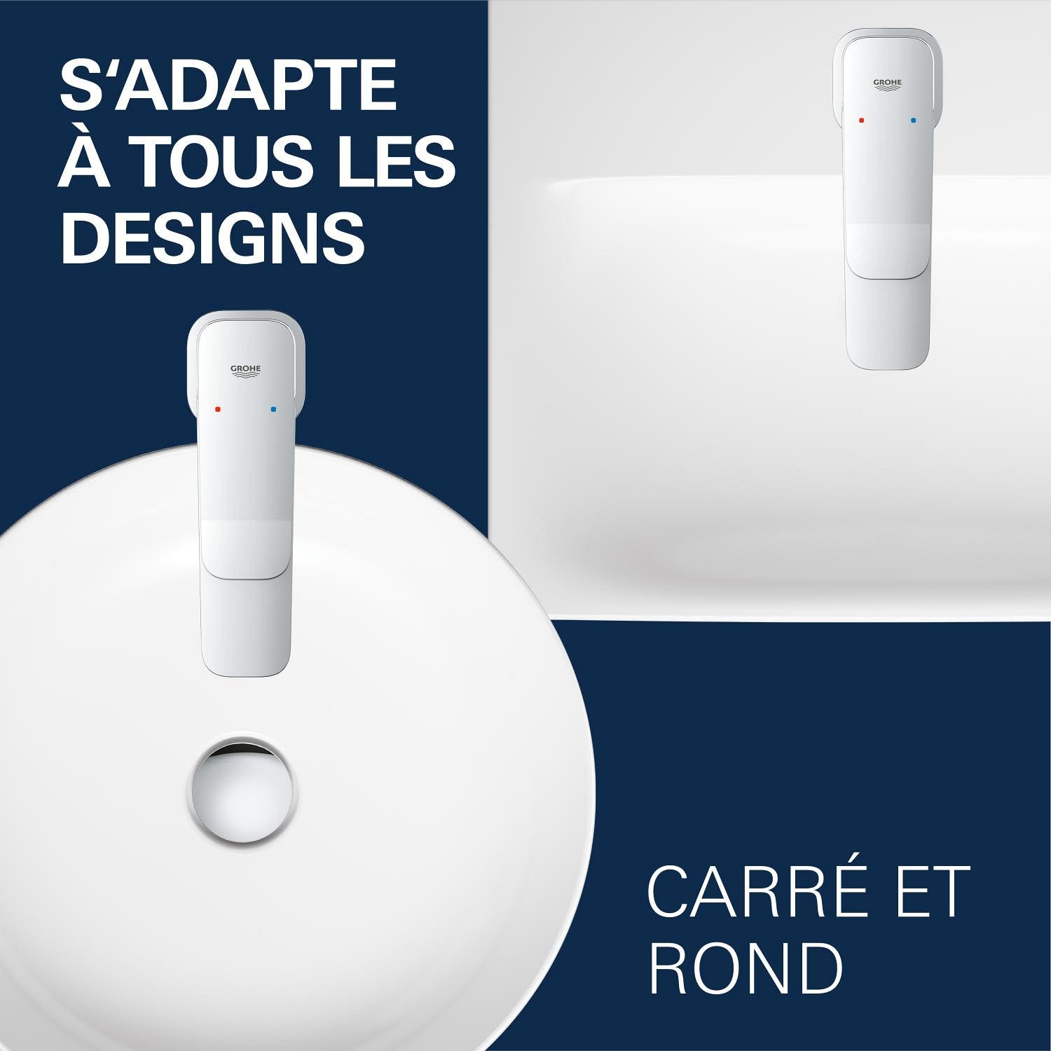 GROHE Dice Mitigeur monocommande Bidet Taille S (Robinet pour bidet de Salle de bain, Avec rotule, Tirette et garniture de vidage, Economie d'eau), Chrome, 1018770000