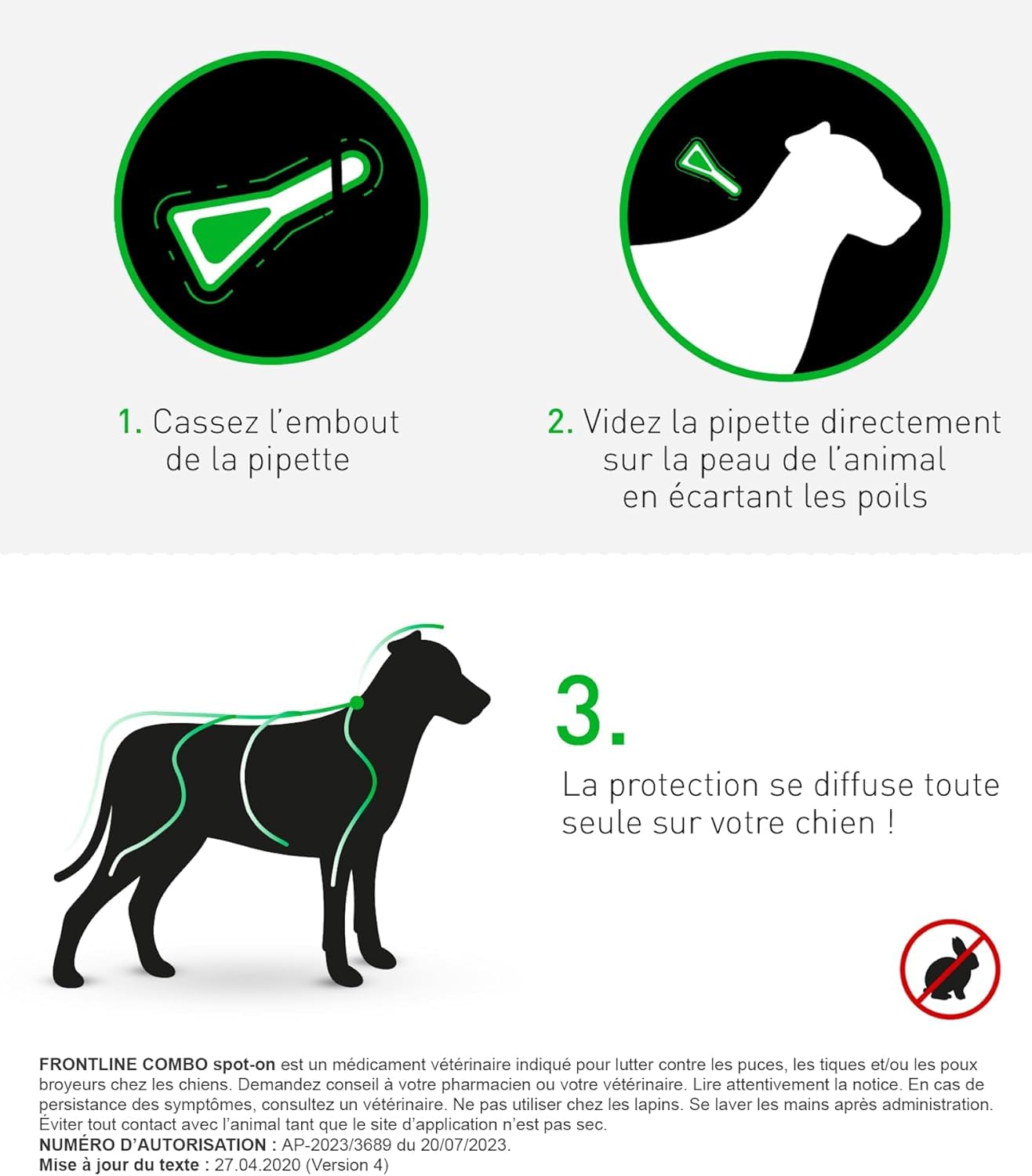 FRONTLINE Combo Chien - Anti Puces, Tiques, Poux broyeurs - Protège L'Habitat* - Élimine Puces Pendant 8 Semaines/Tiques Pendant 4 Semaines - Pour Chien 20 à 40 kg - 3 Pipettes Spot-On