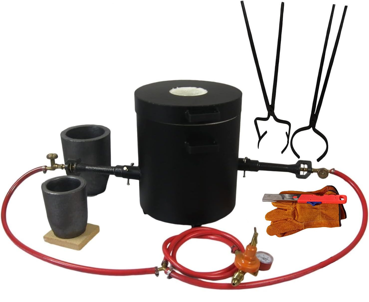 16KG Propane Metal Melting Furnace Kit with Crucible Tongs Set, Foundry Smelting Furnace with Casting Tools for Metal Brass Gold Silver Aluminum