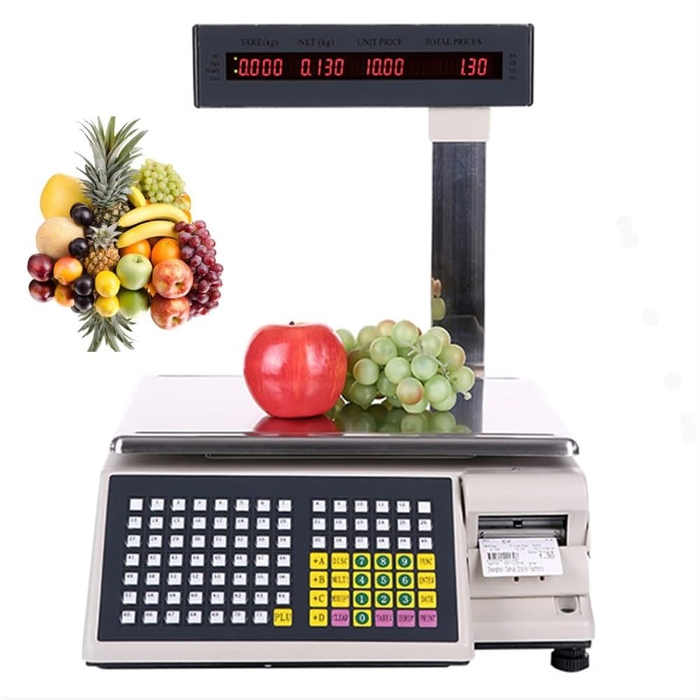 LYDZUSDP Digital Price Label Printing Scale,Price Computing Scale,Commercial Digital Counting Scales,Electronics Barcode Scale Cash Register for Supermarket Trade