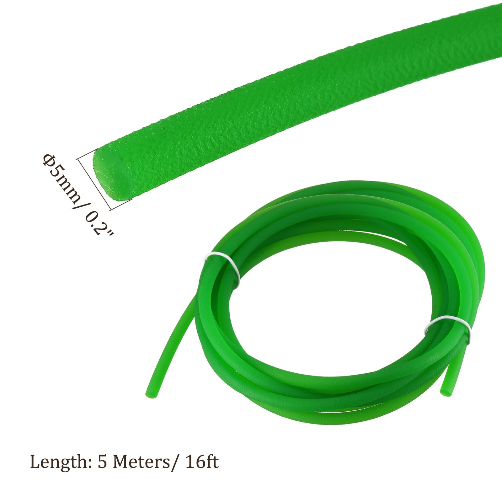 Correa Redonda de Uretano 5m x 5mm - Correa de Transmisión de PU para Accionamiento, Verde