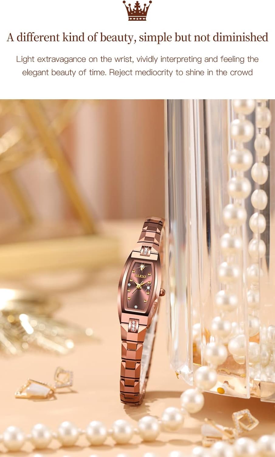 OLEVS Orologi da donna eleganti quadrati in oro rosa sottile sottile diamante analogico al quarzo impermeabile orologio da polso per donna OLEVS Orologi da donna eleganti quadrati in oro rosa sottile sottile diamante analogico al quarzo impermeabile orologio da polso per donna