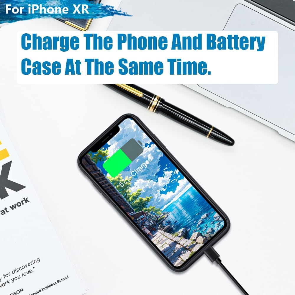 [New 2026 Battery Case for iPhone XR, 6000mAh Rechargeable Extended Battery Charging Charger Case, Add 1.55x Extra Juice (6.1 Inches) Black