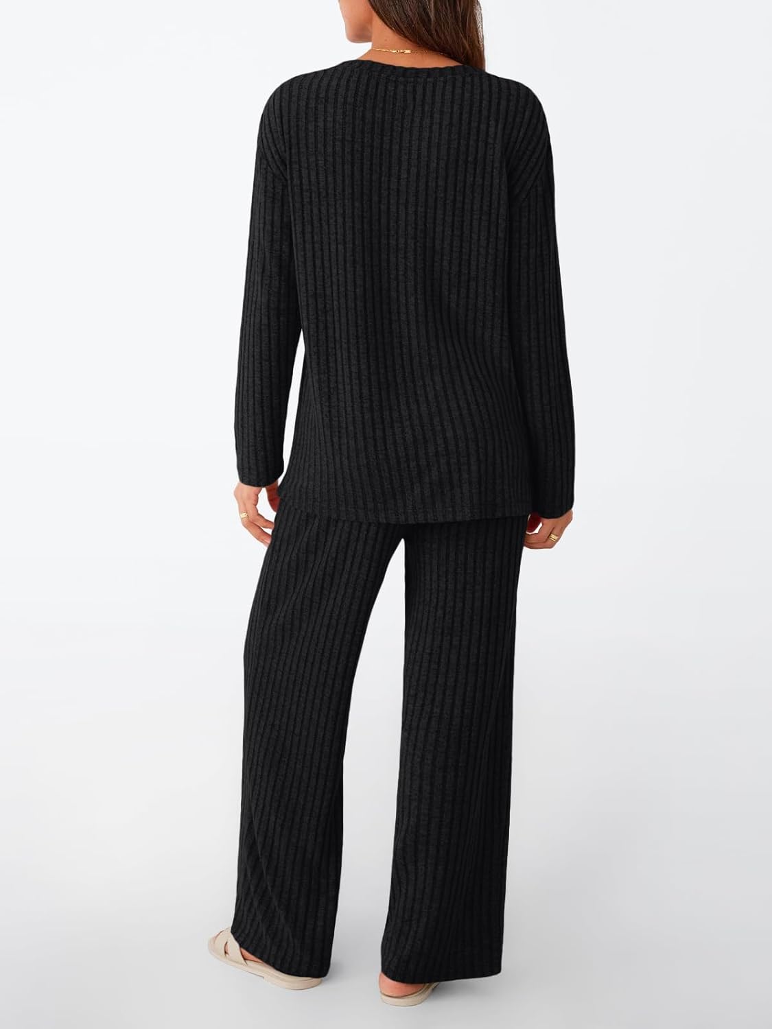 LILLUSORY Womens Lounge Sets 2 Piece Matching Pajamas Fall Fashion 2026 Ribbed Knit Outfits Long Sleeve Casual Sweatsuits - Image 4