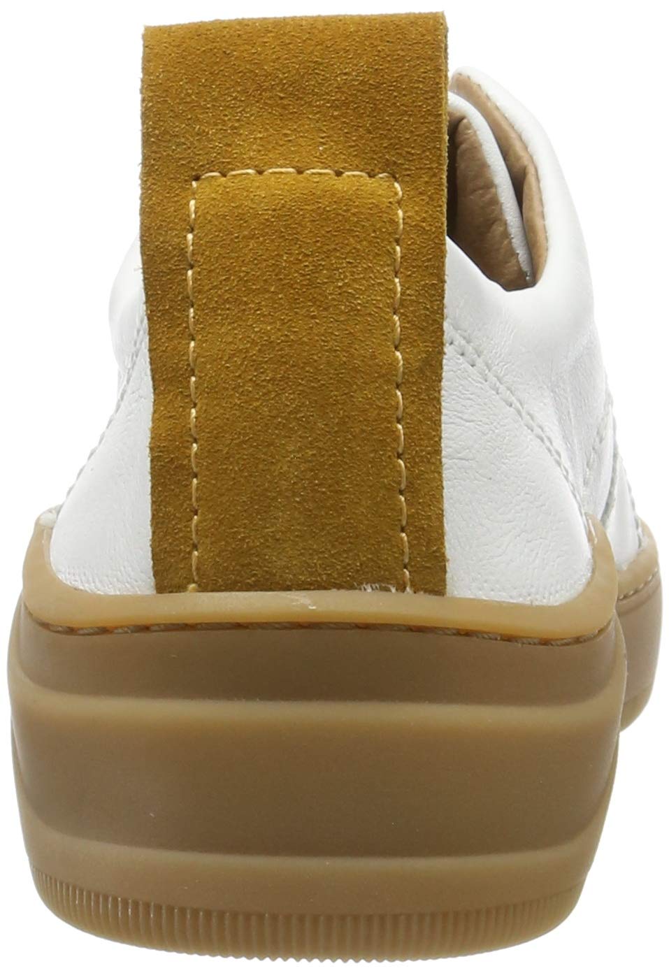 Hudson Women Sierra Leather Trainers, White (White/Mustard 50), 7 UK