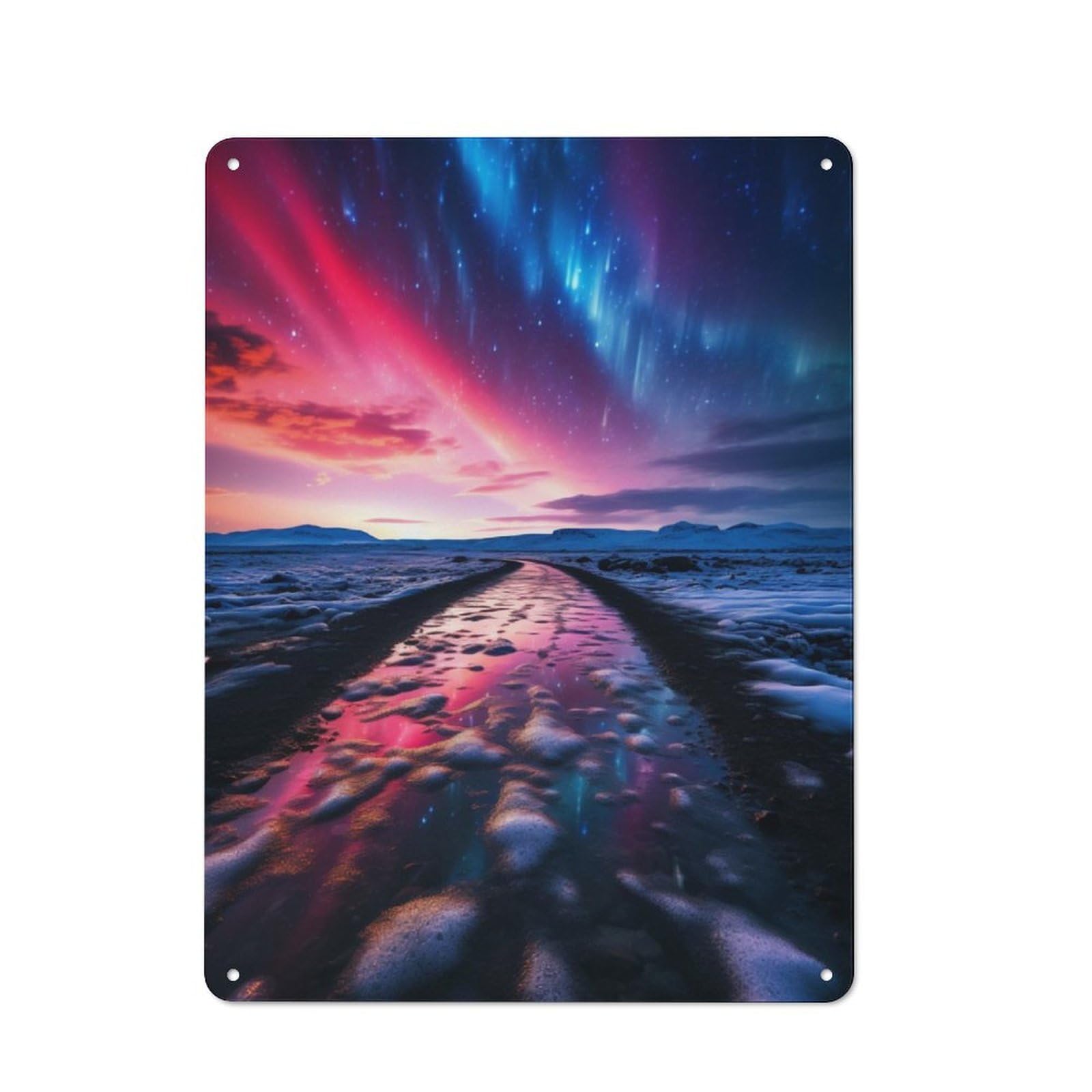 Junmoney Northern Lights At The Sky Metal Sign 40X30cm With For Hallway Wall, Vintage Decor, For Garage, Workshop And Man Cave Decoration