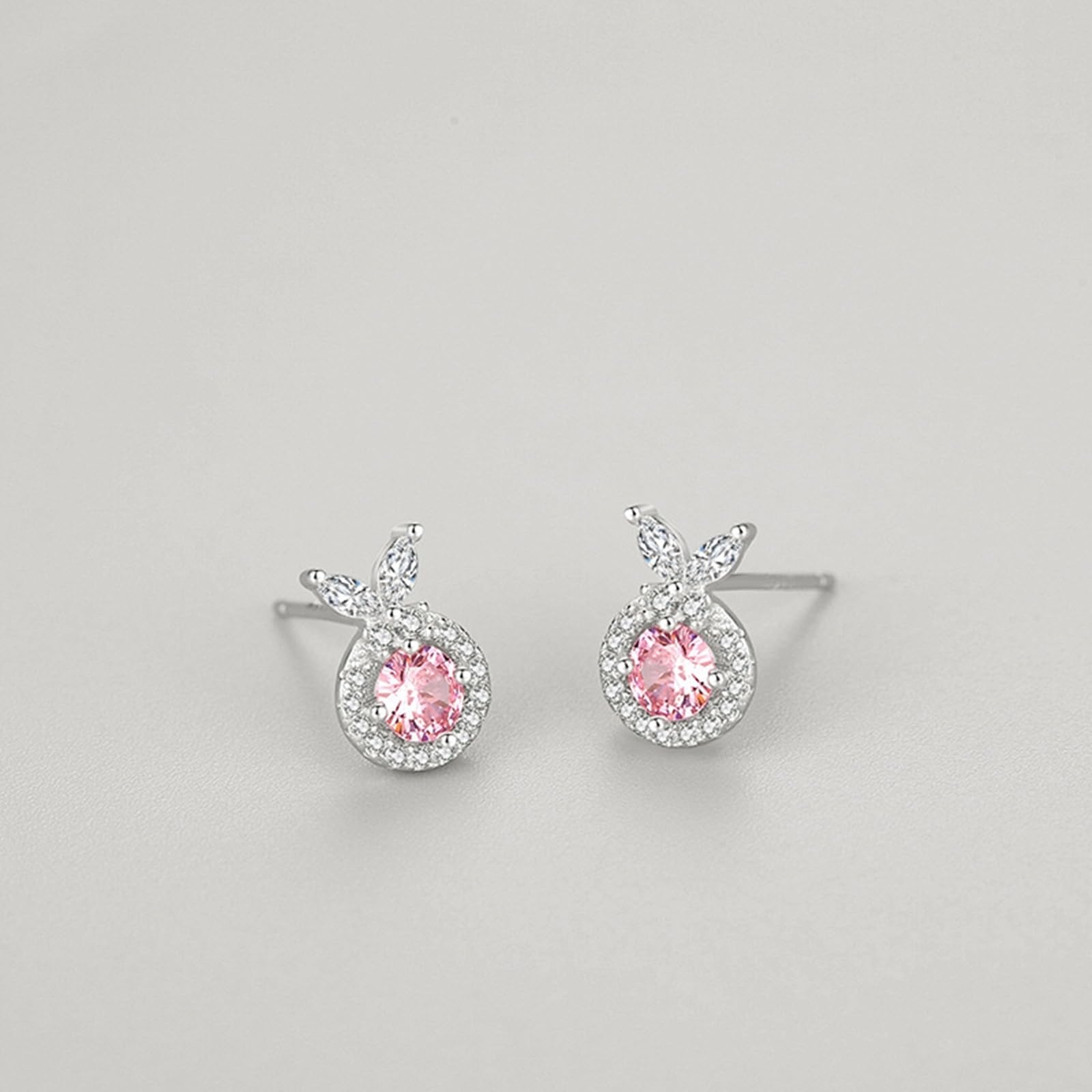 Kolczyki na sztyfcie, białe złoto, 750 585 375, prawdziwe złoto, damskie kolczyki damskie z okrągłymi, wykonane w laboratorium, różowe szafir i moissanite, prawdziwa biżuteria na wesele, dla