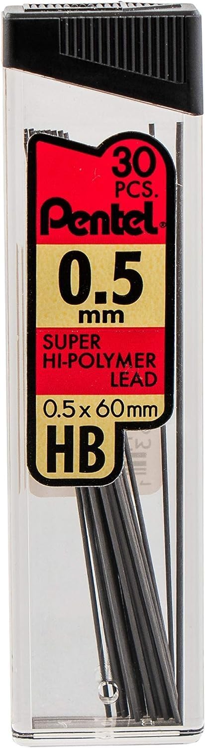 Pentel Super Hi-Polymer Lead Refills Value Pack (C257BPHB6), original version, 0.5/0.7mm- Pack of 2
