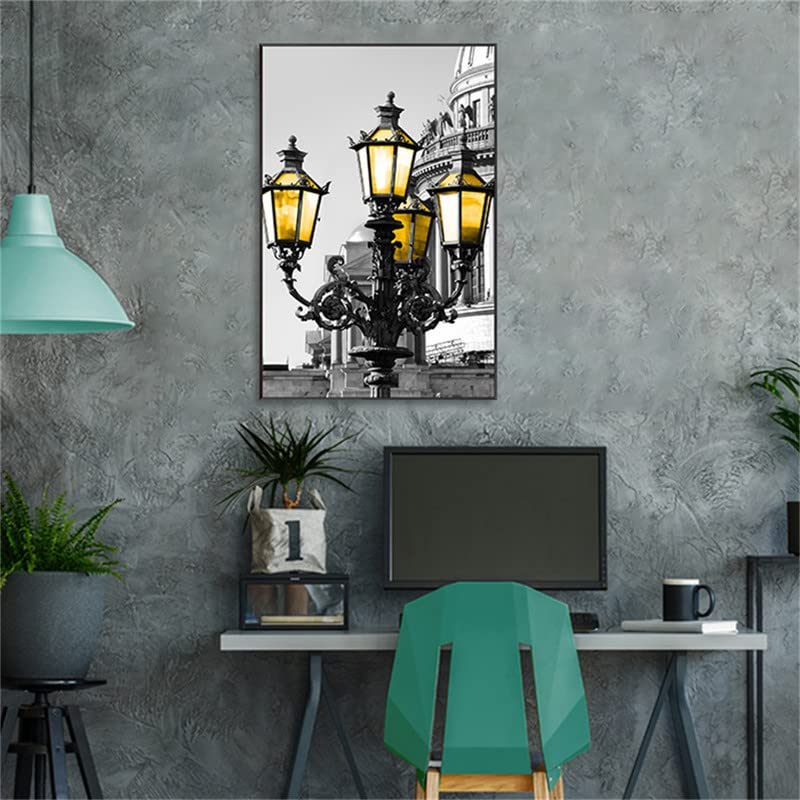 Amazon.co.jp: 街灯 アートパネル 1枚セット 飾り絵 通りの風景 レトロ