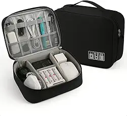 Tubarão Stores Bolsa Organizadora Estojo Para Cabos E Acessórios Eletrônicos Necessaire Portátil Organize seus Cabos, Fones e Carregador.