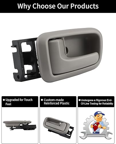 Vista 11 de Gledewen Manija de puerta interior con bisel, compatible con Toyota Tundra 2000-2006, beige, parte delantera interior izquierda del conductor