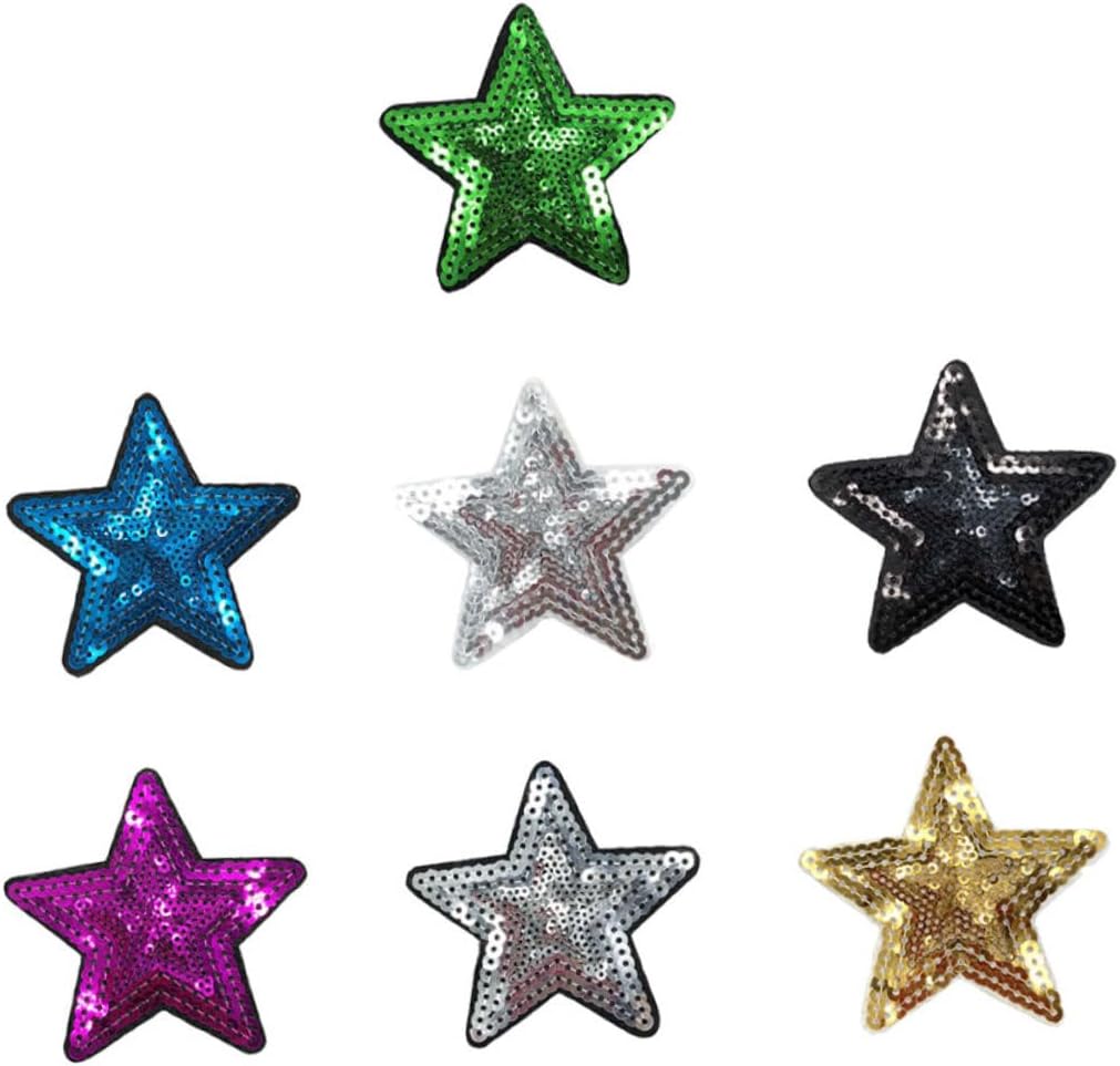 7 5cm Sequin Star Embroidery Patches for Clothing Decoration Adhesive Embellishments for Jackets Jeans and Bags for Arts and Crafts