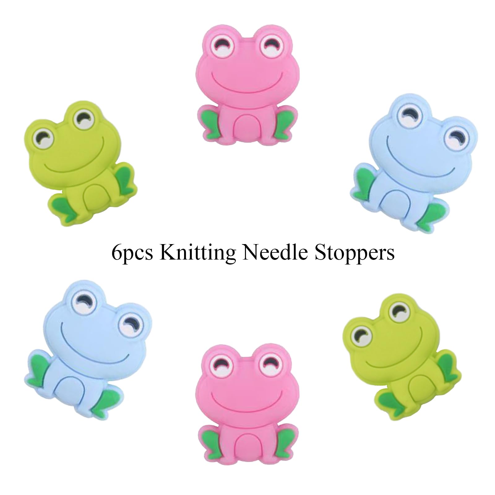 6pcs Knitting Needle Stoppers, Small Silicone Knitting Needle Point Protector Colorful Frog Needle Tip Cap Stitch Stopper Protector Cover Knitting Accessories for Knitting Needle, SATONBEYI