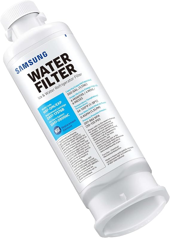 SAMSUNG Genuine Filters for Refrigerator Water and Ice, Carbon Block Filtration for Clean, Clear Drinking Water, HAF-QIN-3P, (Pack of 3)
