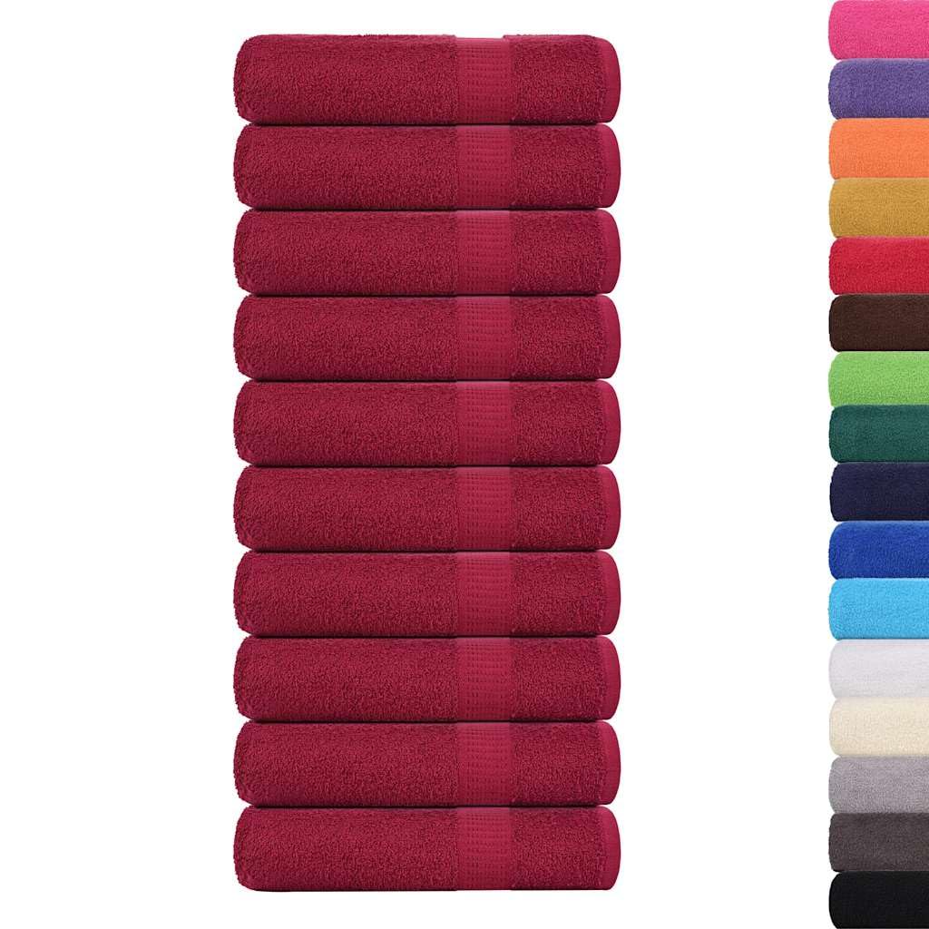 Toalla (10 unidades, 50 x 100 cm, 360 g/m²), color burdeos