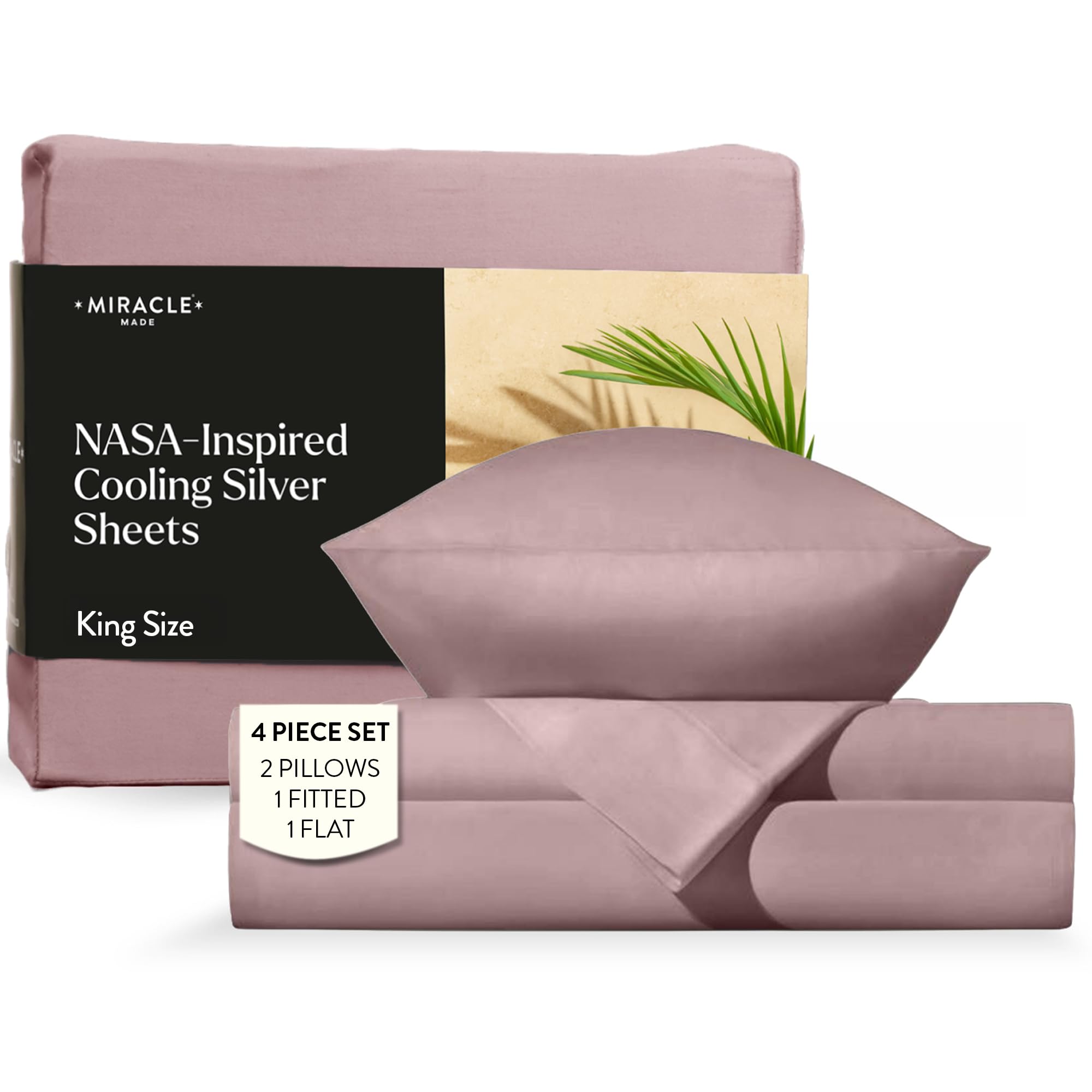 Miracle Made Breathable Cotton Bed Sheets, 4-Piece Set – Silver-Treated, Soft and Cool-to-the-Touch Lightweight Bedding Designed for Hot Sleepers –