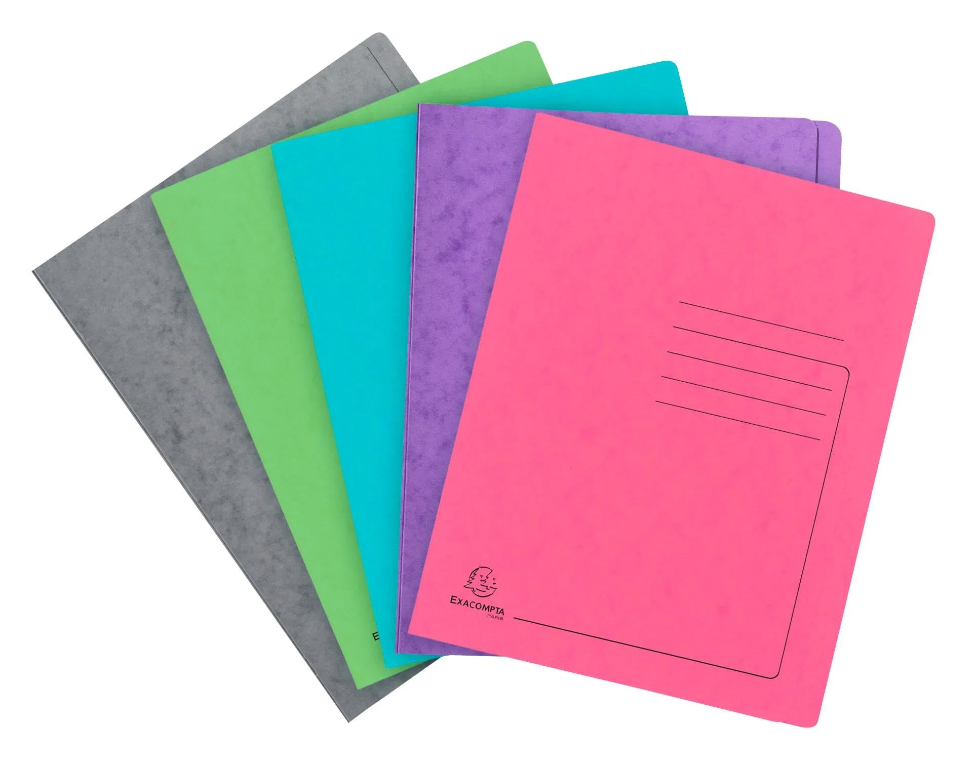 Exacompta 399999E 100er Pack Schnellhefter Trend. Aus extra starkem Colorspan-Karton für DIN A4 mit Beschriftungslinien bedruckt kaufmännische Heftung farbig sortiert Hefter ideal für Büro und Schule