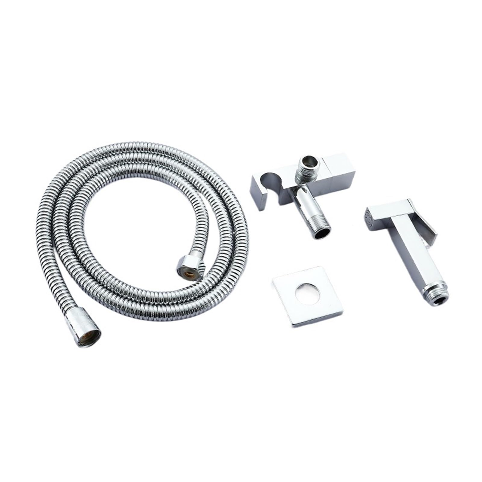 Mosiężne Baterie Bidetowe, Ręczny Zestaw Natryskowy Do Toalety, Kwadratowy Spryskiwacz, Łazienkowy, Higieniczny Prysznic Wysokie CiśNienie Wody(1.5m Chrome)